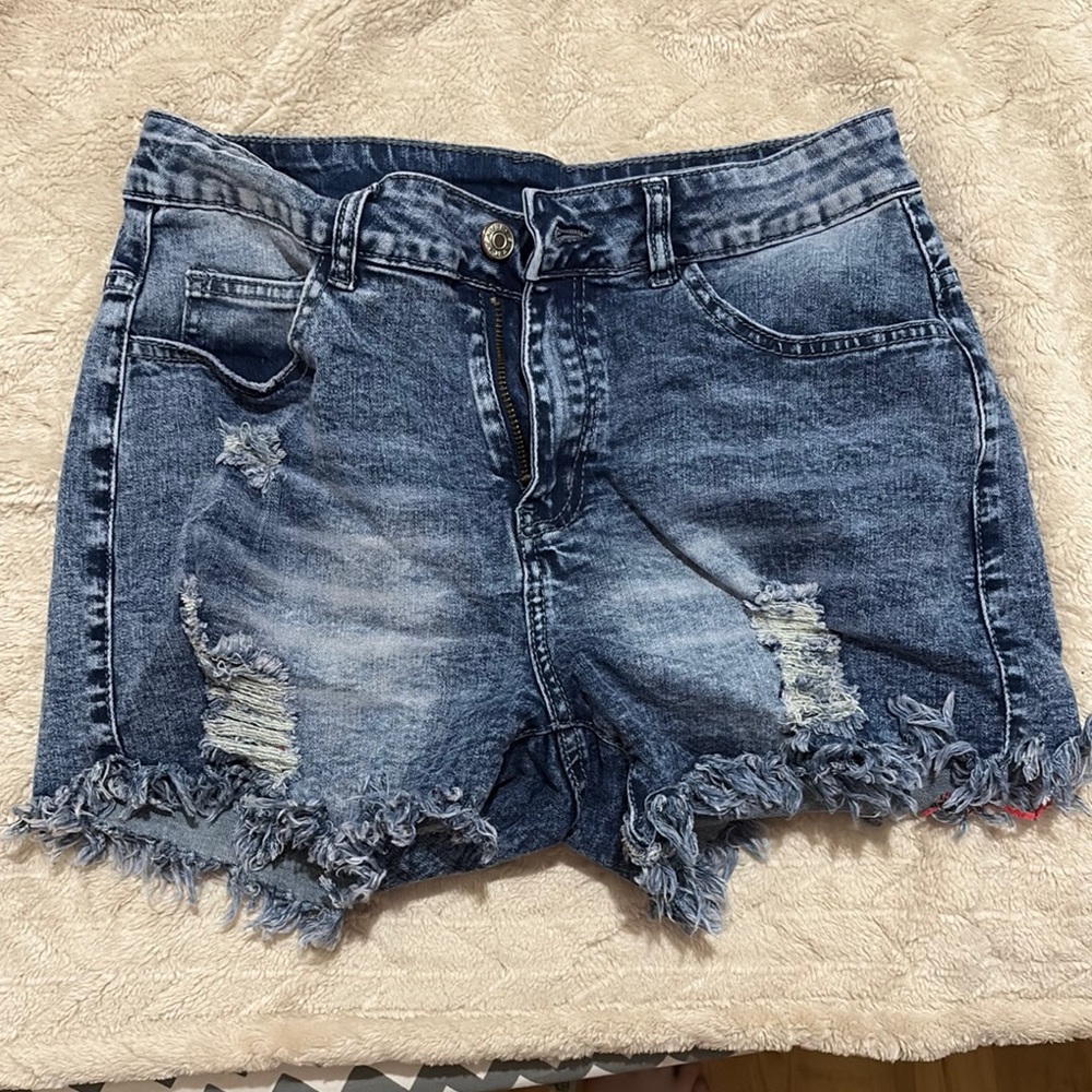 Highway Jeans Blue Distressed Jean Shorts